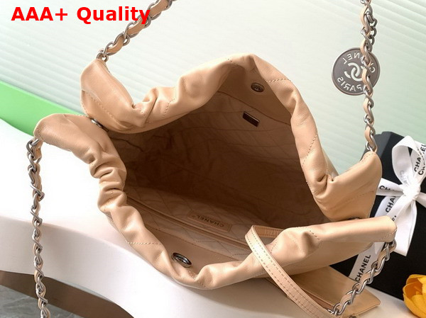Chanel 22 Small Handbag in Beige Shiny Calfskin AS3260 Replica