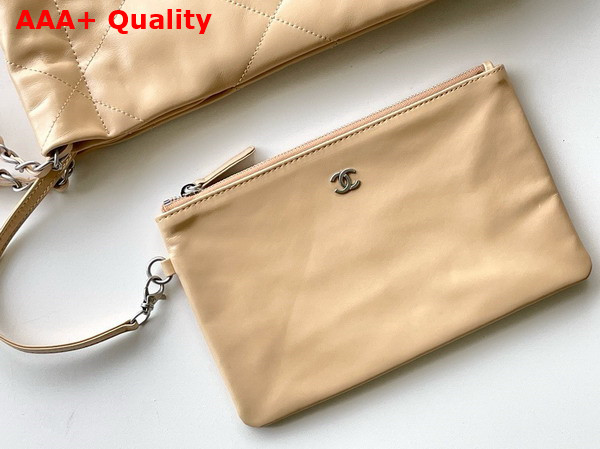 Chanel 22 Small Handbag in Beige Shiny Calfskin AS3260 Replica