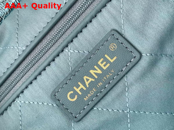Chanel 22 Small Handbag in Blue Metallic Crinkled Calfskin AS3260 Replica