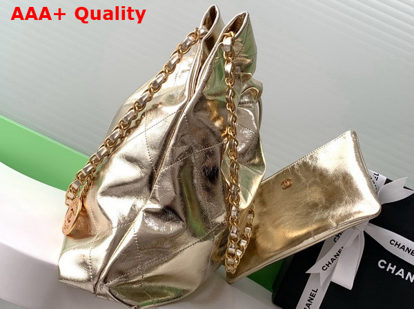 Chanel 22 Small Handbag in Gold Metallic Crinkled Calfskin AS3260 Replica