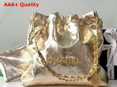 Chanel 22 Small Handbag in Gold Metallic Crinkled Calfskin AS3260 Replica