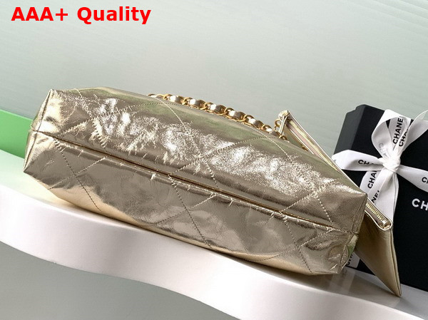 Chanel 22 Small Handbag in Gold Metallic Crinkled Calfskin AS3260 Replica