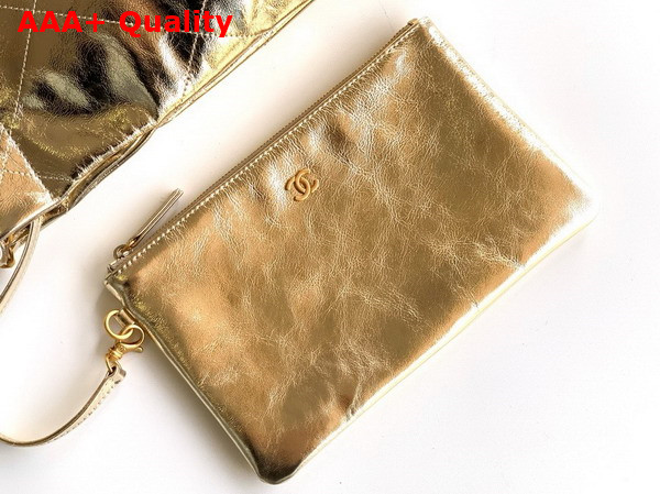 Chanel 22 Small Handbag in Gold Metallic Crinkled Calfskin AS3260 Replica