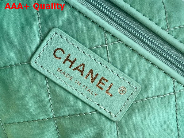 Chanel 22 Small Handbag in Green Metallic Crinkled Calfskin AS3260 Replica
