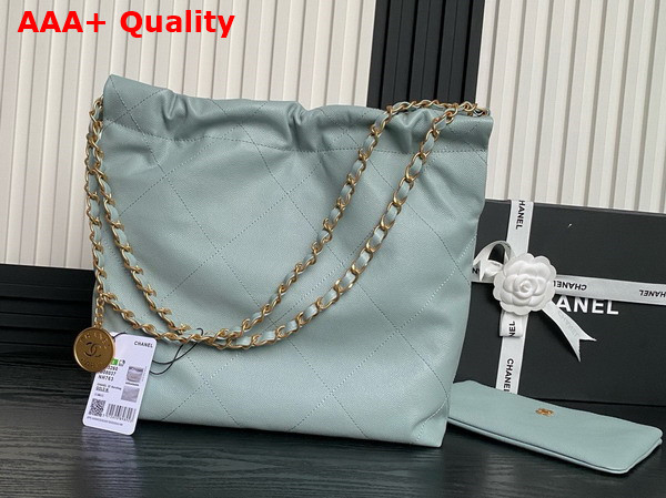 Chanel 22 Small Handbag in Light Blue Grained Calfskin AS3260 Replica