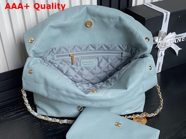 Chanel 22 Small Handbag in Light Blue Grained Calfskin AS3260 Replica