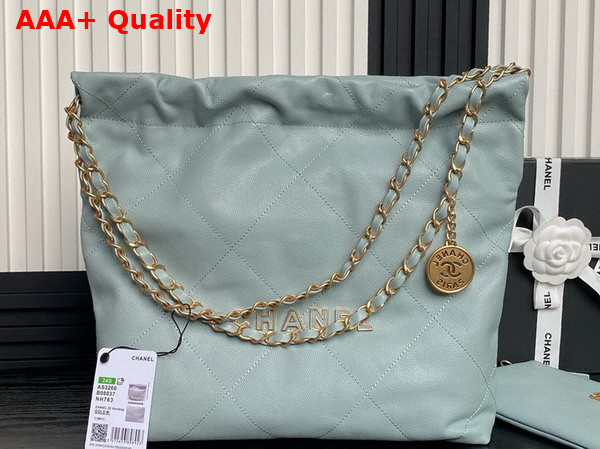 Chanel 22 Small Handbag in Light Blue Grained Calfskin AS3260 Replica