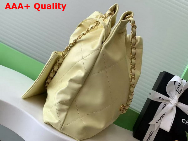 Chanel 22 Small Handbag in Light Yellow Shiny Calfskin AS3260 Replica