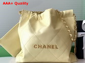 Chanel 22 Small Handbag in Light Yellow Shiny Calfskin AS3260 Replica