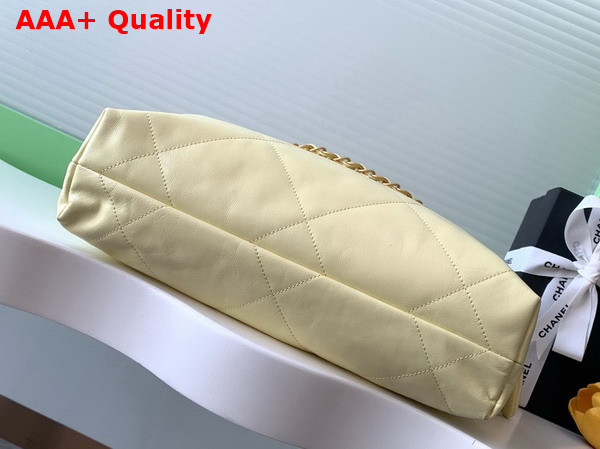 Chanel 22 Small Handbag in Light Yellow Shiny Calfskin AS3260 Replica