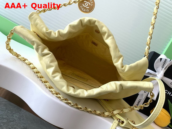 Chanel 22 Small Handbag in Light Yellow Shiny Calfskin AS3260 Replica