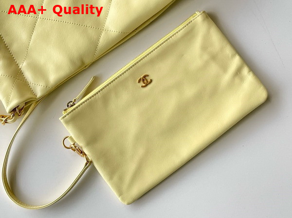 Chanel 22 Small Handbag in Light Yellow Shiny Calfskin AS3260 Replica