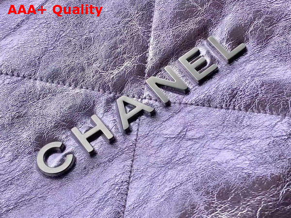 Chanel 22 Small Handbag in Purple Metallic Crinkled Calfskin AS3260 Replica