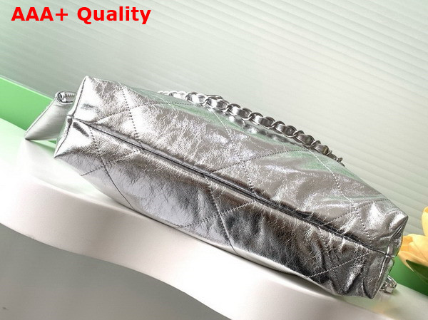 Chanel 22 Small Handbag in Silver Metallic Crinkled Calfskin AS3260 Replica