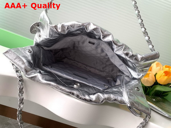 Chanel 22 Small Handbag in Silver Metallic Crinkled Calfskin AS3260 Replica