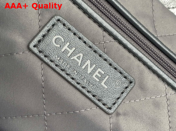 Chanel 22 Small Handbag in Silver Metallic Crinkled Calfskin AS3260 Replica