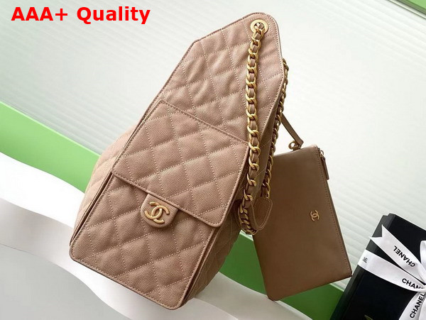 Chanel 25 Medium Handbag in Beige Grained Calfskin AS5311 Replica