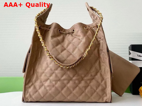 Chanel 25 Medium Handbag in Beige Grained Calfskin AS5311 Replica