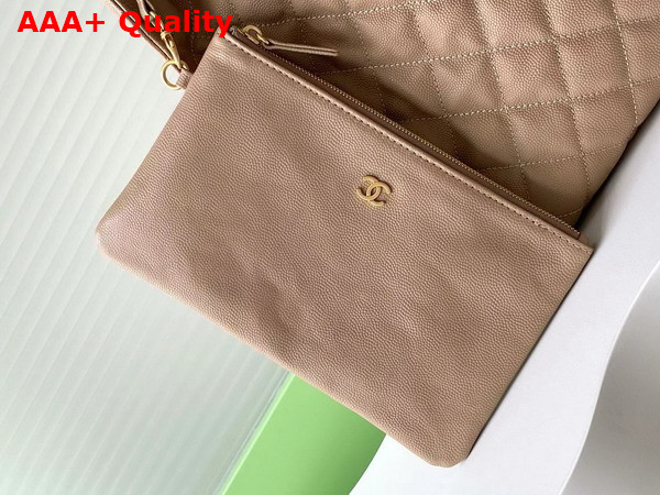 Chanel 25 Medium Handbag in Beige Grained Calfskin AS5311 Replica