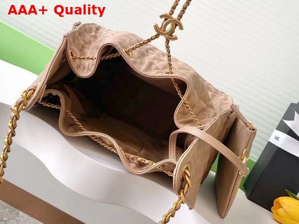 Chanel 25 Medium Handbag in Beige Grained Calfskin AS5311 Replica