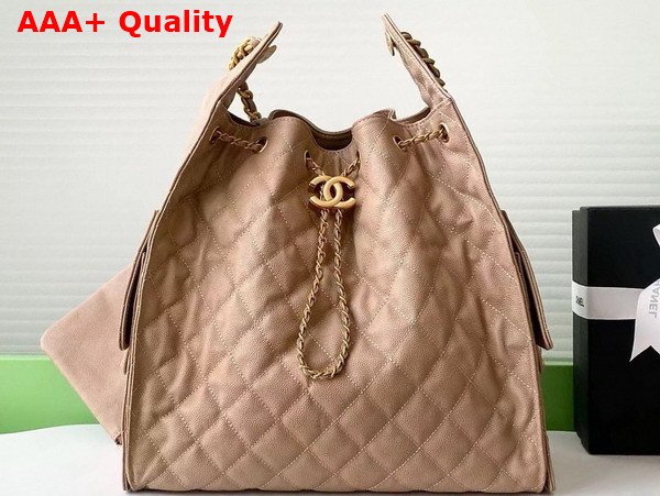 Chanel 25 Medium Handbag in Beige Grained Calfskin AS5311 Replica