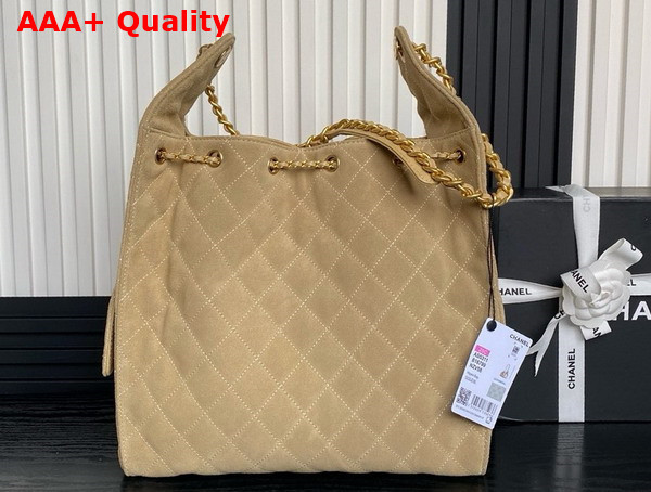 Chanel 25 Medium Handbag in Beige Suede Calfskin AS5311 Replica