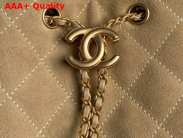 Chanel 25 Medium Handbag in Beige Suede Calfskin AS5311 Replica
