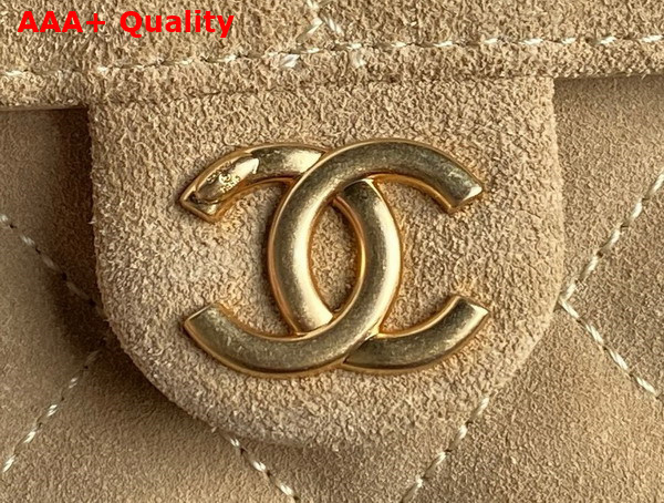 Chanel 25 Medium Handbag in Beige Suede Calfskin AS5311 Replica