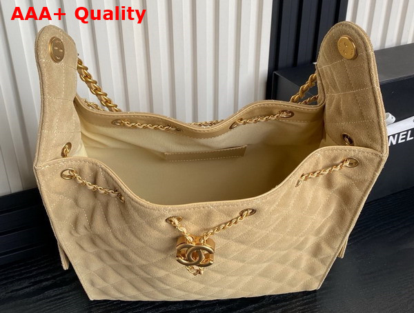 Chanel 25 Medium Handbag in Beige Suede Calfskin AS5311 Replica