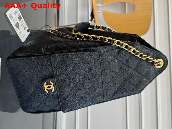 Chanel 25 Medium Handbag in Black Grained Calfskin AS5311 Replica