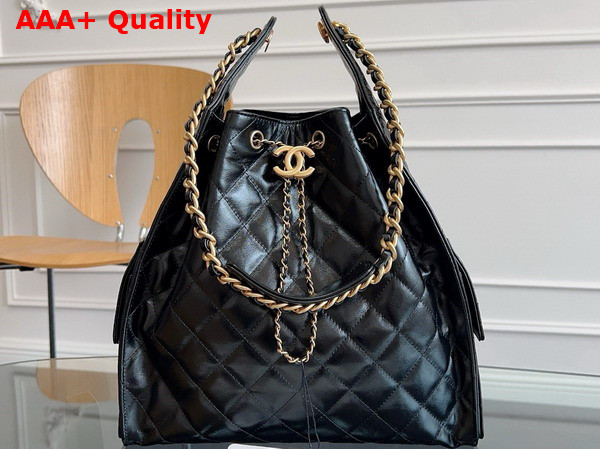 Chanel 25 Medium Handbag in Black Shiny Calfskin AS5311 Replica