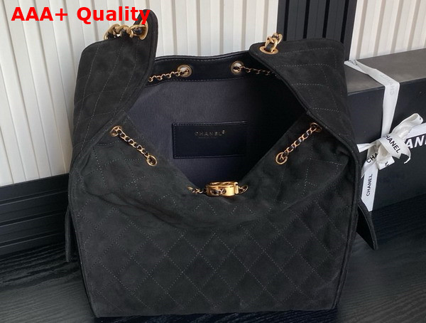 Chanel 25 Medium Handbag in Black Suede Calfskin AS5311 Replica