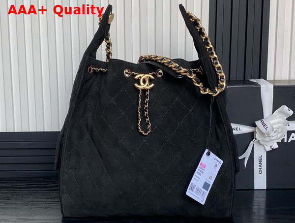 Chanel 25 Medium Handbag in Black Suede Calfskin AS5311 Replica