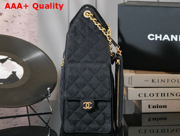 Chanel 25 Medium Handbag in Black Washed Denim AS5311 Replica