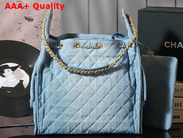 Chanel 25 Medium Handbag in Blue Washed Denim AS5311 Replica