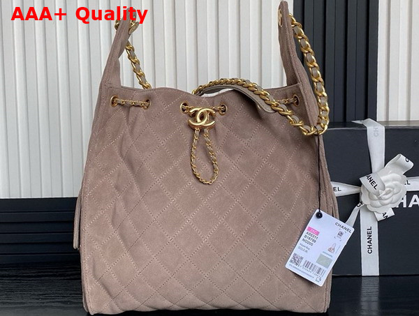 Chanel 25 Medium Handbag in Grey Suede Calfskin AS5311 Replica