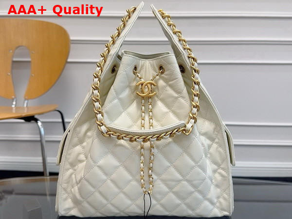 Chanel 25 Medium Handbag in Ivory Shiny Calfskin AS5311 Replica