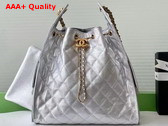 Chanel 25 Medium Handbag in Silvery Metallic Grained Calfskin AS5311 Replica