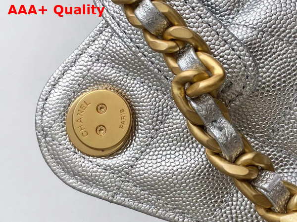 Chanel 25 Medium Handbag in Silvery Metallic Grained Calfskin AS5311 Replica
