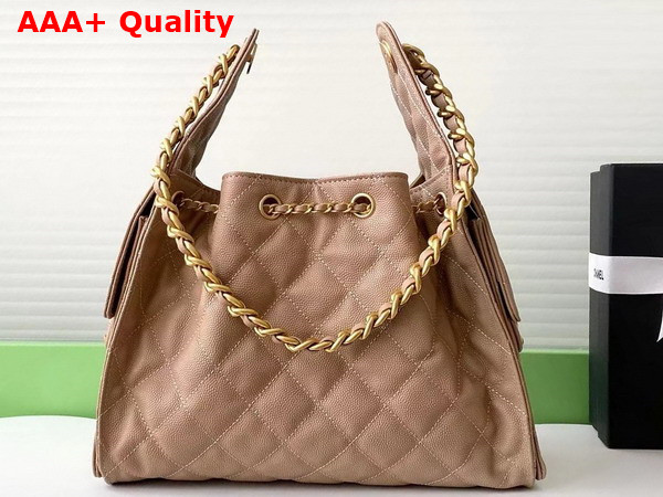 Chanel 25 Small Handbag in Beige Grained Calfskin AS5293 Replica