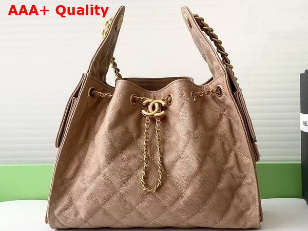 Chanel 25 Small Handbag in Beige Grained Calfskin AS5293 Replica