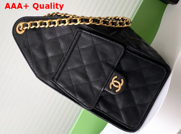 Chanel 25 Small Handbag in Black Grained Calfskin Gold Tone Metal AS5293 Replica