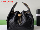 Chanel 25 Small Handbag in Black Grained Calfskin Gold Tone Metal AS5293 Replica