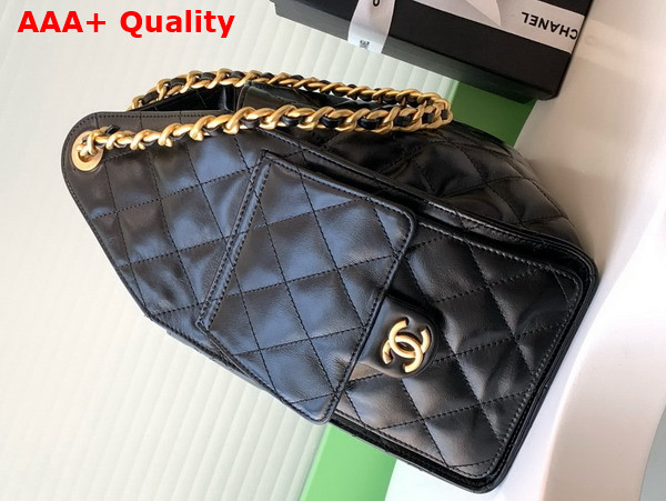 Chanel 25 Small Handbag in Black Shiny Calfskin AS5293 Replica