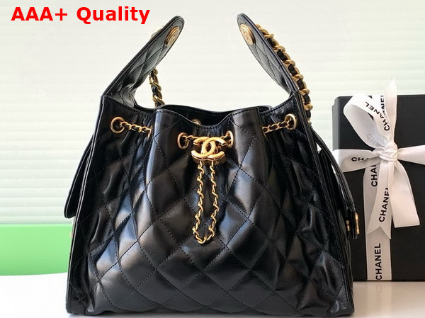 Chanel 25 Small Handbag in Black Shiny Calfskin AS5293 Replica