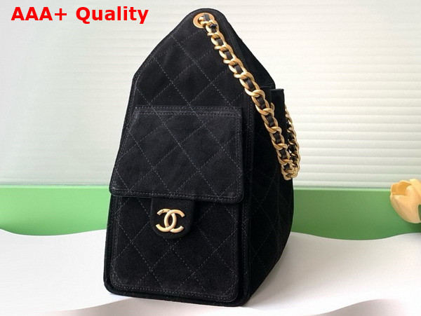Chanel 25 Small Handbag in Black Suede Calfskin AS5293 Replica