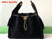 Chanel 25 Small Handbag in Black Suede Calfskin AS5293 Replica