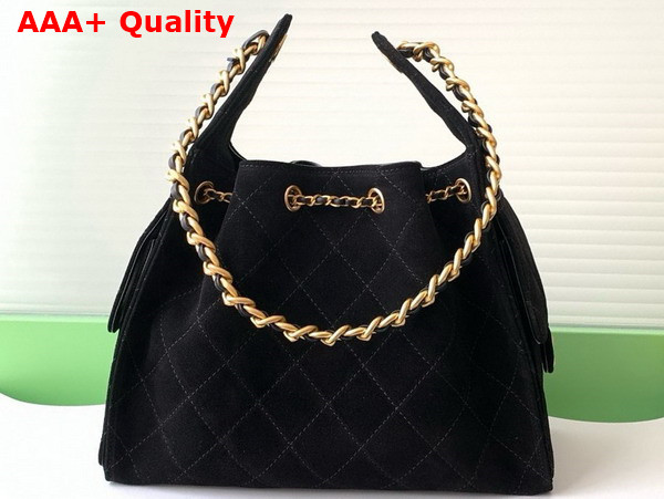 Chanel 25 Small Handbag in Black Suede Calfskin AS5293 Replica