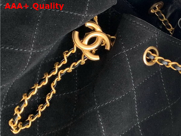 Chanel 25 Small Handbag in Black Suede Calfskin AS5293 Replica