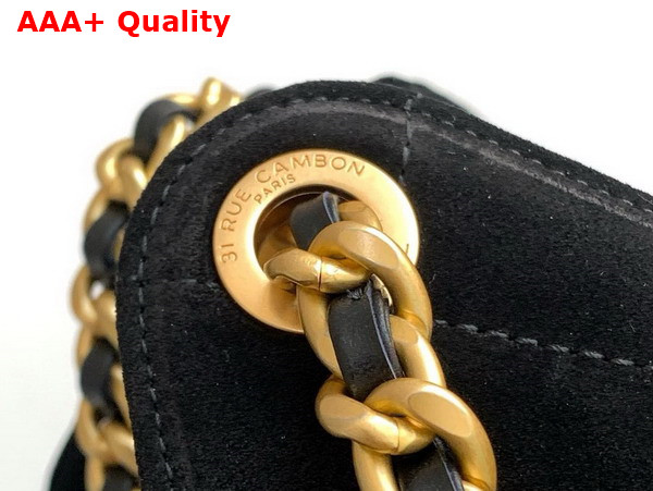 Chanel 25 Small Handbag in Black Suede Calfskin AS5293 Replica